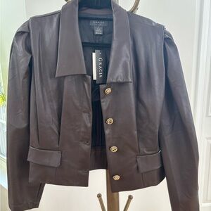 Gracia Women's Brown Vegan Leather Jacket